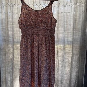 SHIEN Women’s Peach Floral Dress with Smocked Waist